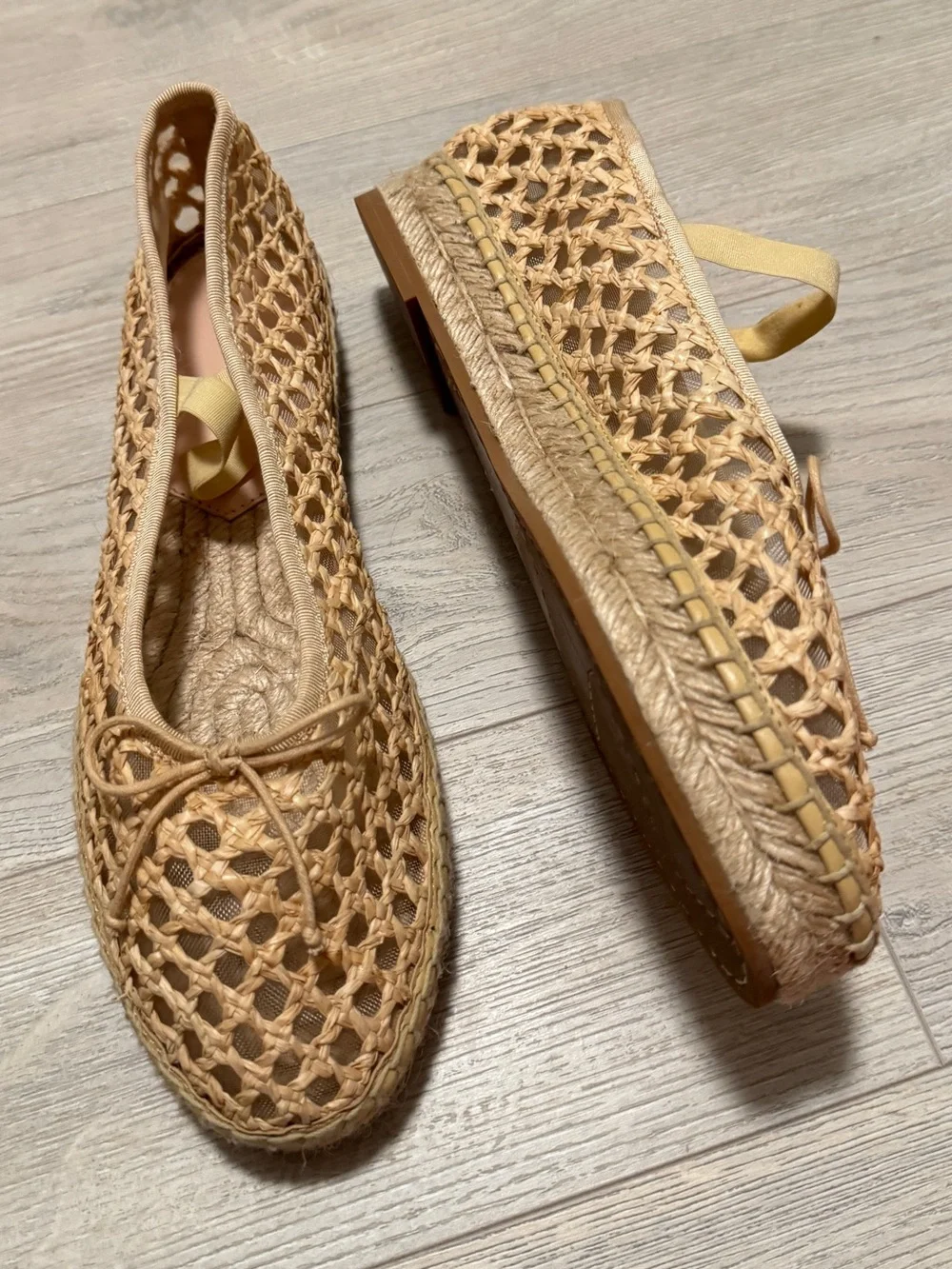 Loeffler randall ballet natural raffia crochet espadrille size 9